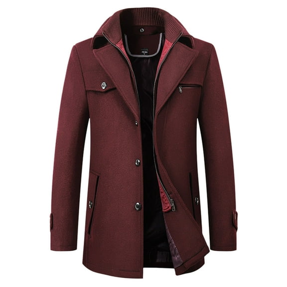 uikmnh Mens Jackets Male Casual Solid Color Woolen Coat Long Jacket Size:XL