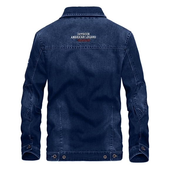 uikmnh Mens Jackets Men's Autumn&Winter Turndown Collar Long Sleeve Fashion Jacket Denim Coat Size:XL