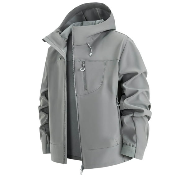 uikmnh Mens Jackets Solid Color All Weather Softshell Lined Jacket for Men Windproof Water Outdoor Hiking and Casual Winter Warm Coat Size:2XL