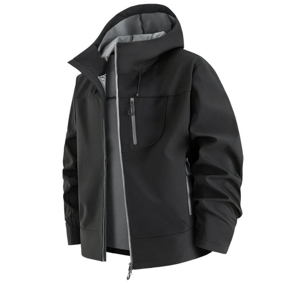 uikmnh Mens Jackets Solid Color All Weather Softshell Lined Jacket for Men Windproof Water Outdoor Hiking and Casual Winter Warm Coat Size:L