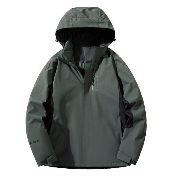 uikmnh Mens Jackets Solid Color Men's All-Weather Adventure Padded Windproof Insulated Hardshell Mountaineering Outdoor Sports Jacket for Cold Seasons Size:L