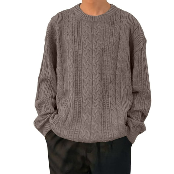 uikmnh Mens Loose Fitting Trend Casual Sweater College Style Knit Jacket