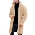thumbnail image 1 of uikmnh Mens Mid Length Sweater Coat Autumn and Winter Lapel Solid Color Knitted Cardigan, 1 of 5