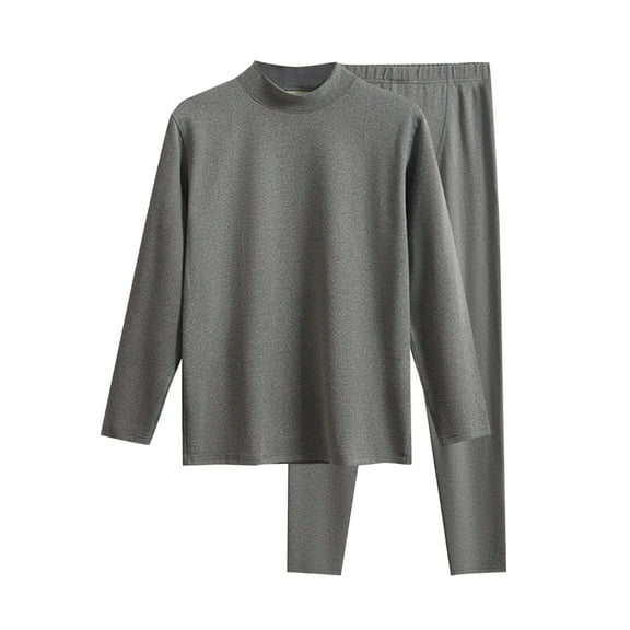 uikmnh Mens Pajamas Set Men's Thermal Underwear Set Comfortable Mid Neck Loungewear for Everyday Wear Lightweight Autumn Base Layer Shirt and Pants