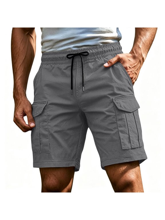 uikmnh Mens Pockets Comfort Cargo Shorts Relaxed Everyday Shape Neat Tailored Lines Easy Care Fabric Build for Weekend Yard Work,S