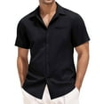 thumbnail image 1 of uikmnh Mens Shirts,Men's Summer Casual Solid Cotton and Button Short Sleeved Shirt Top,Men's T-shirts,T Shirts for Man(Color:Black,Size:M), 1 of 7