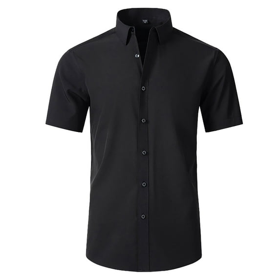 uikmnh Mens Shirts,Mens Dress Shirts Short Sleeve Performance 4 Way Stretch Casual Button Down Shirt,Hawaiian Shirt for Men,Mens T-shirts(Color:Black,Size:S)