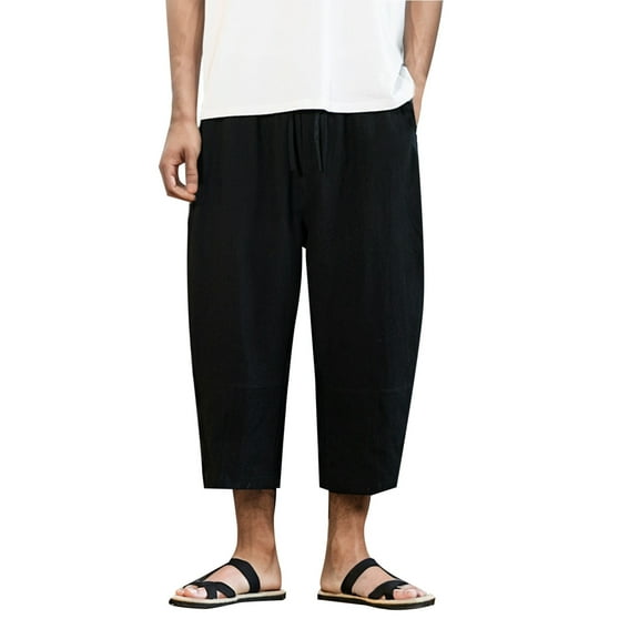 uikmnh Mens Shorts Men's Pure Rope Loose Breathable Shorts Summer Beach and Sports Size:M