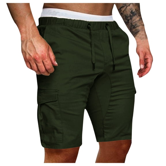 uikmnh Mens Shorts Men's Summer Fashion Casual Solid Color Lace-up Pocket Shorts Pants Size:2XL