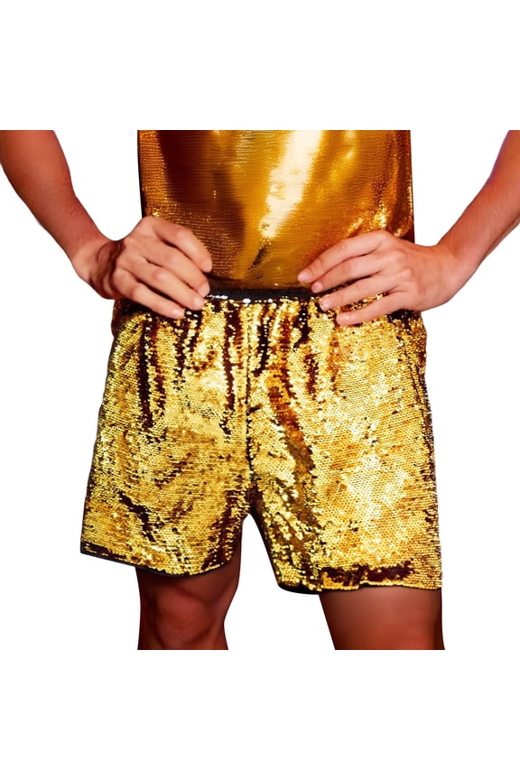 Mens Shorts Reversible Sequin Casual Shorts Streetwear Fashion Loose Fit Comfortable Breathable Lightweight Summer Outdoor Daily Wear Size:S