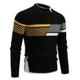 thumbnail image 1 of uikmnh Mens Sweater Men 2025 New Semi High Crew Neck Matching Color Sweater Sweater Base Size:3XL, 1 of 4
