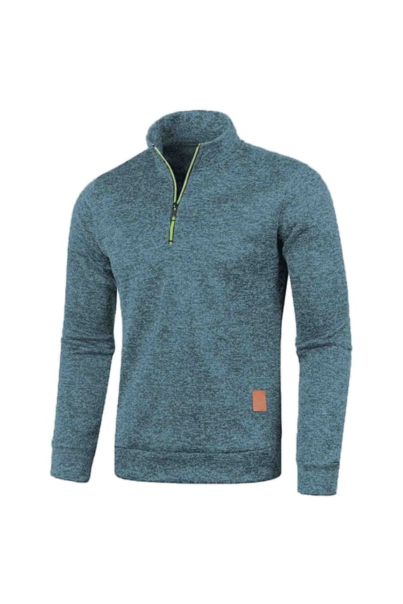 Mens Sweater Men Collar Zipper Knit Sweater Sleeve Thin Velvet Top Sweater Casual Loose Business foreign Trade Jacket Size:S