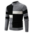 thumbnail image 1 of uikmnh Mens Sweater Men New Semi High Crew Neck Matching Color Sweater Sweater Base Size:M, 1 of 4