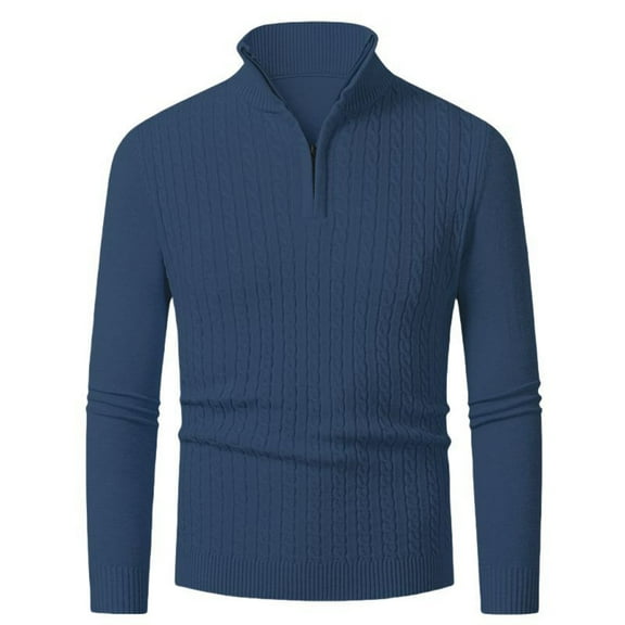 uikmnh Mens Sweater Men's Quarter Zip Sweater Slim Fit Casual Knitted Turtleneck Pullover Neck Sweater Size:XL