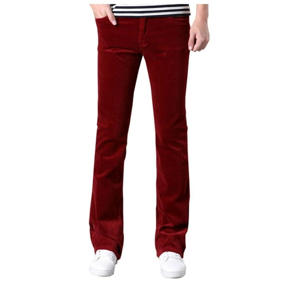 uikmnh Mens Sweatpants 70s Men's Corduroy Disco Flared Trousers with Retro Stretch Fit for Casual Comfortable Bottoms Solid Color Size:30