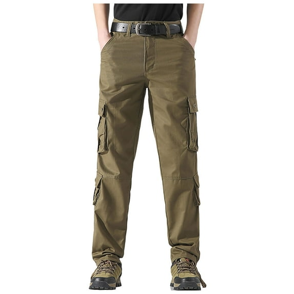 uikmnh Mens Sweatpants Men's Straight Leg Outdoor Casual Trousers with Multiple Pockets and Loose Work Pants Size:38