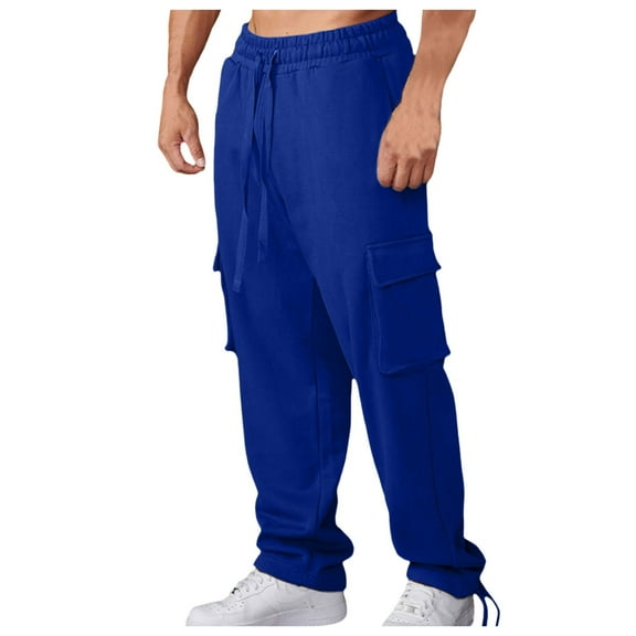 uikmnh Mens Sweatpants,Mens Pocket Overalls Sweatpants Casual Drawstring Straight Trousers,Size XL
