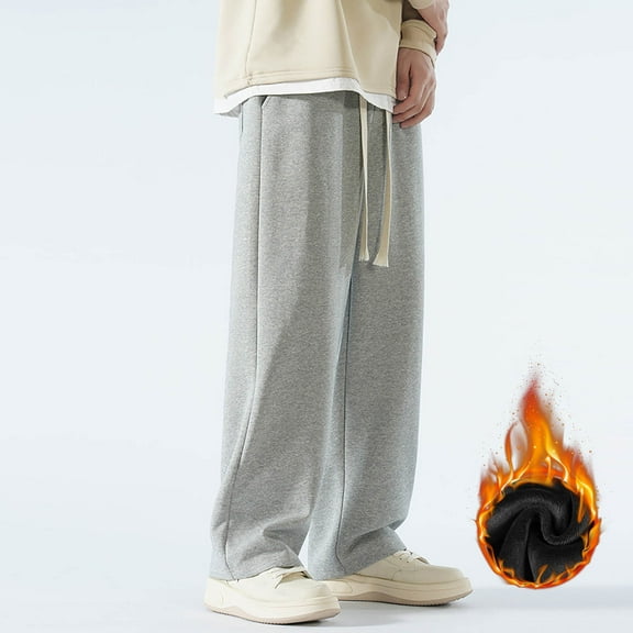 uikmnh Mens Sweatpants,Mens Solid Color Loose Sag Plus Straight Leg Wide Leg Casual Sweatpants,Size M