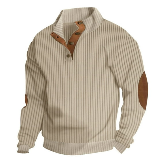 uikmnh Mens Sweatshirts Men Fashion Casual Relaxed Comfortable Solid Color Long Sleeve Stand Button Hoodie Size:3XL