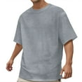 thumbnail image 1 of uikmnh Mens T Shirts European and Solid Color Jacquard Men Casual Loose Comfortable Trendy Sports Round Neck Short Sleeved T Shirt Size:S, 1 of 9