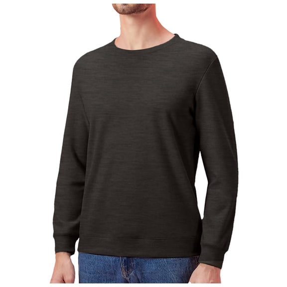 uikmnh Mens T Shirts Men's Crew Neck Base Shirt Can Be Worn Over The Crew Neck Thermostatic Thickened Woolen Thermal Underwear Size:L