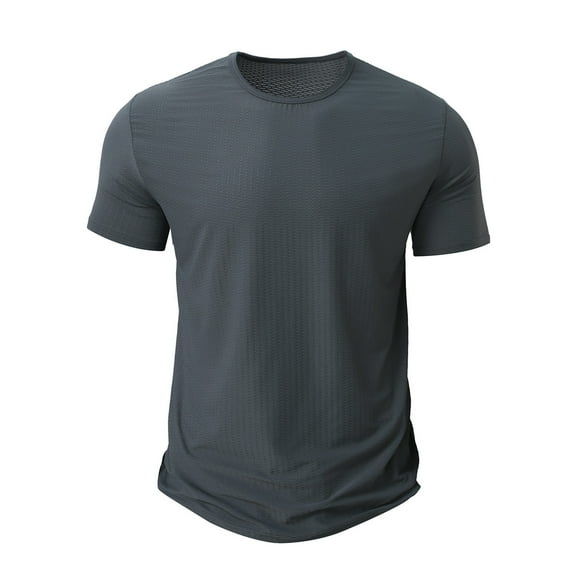 uikmnh Mens T Shirts Men's Summer Casual Solid Color Loose Fit Round Neck T Shirt for Sports and Training Size:S