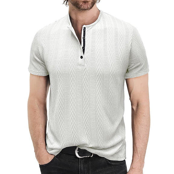 uikmnh Mens T Shirts Men's Summer Lapel Short Sleeved T Shirt Casual Comfortable Shirt Size:M