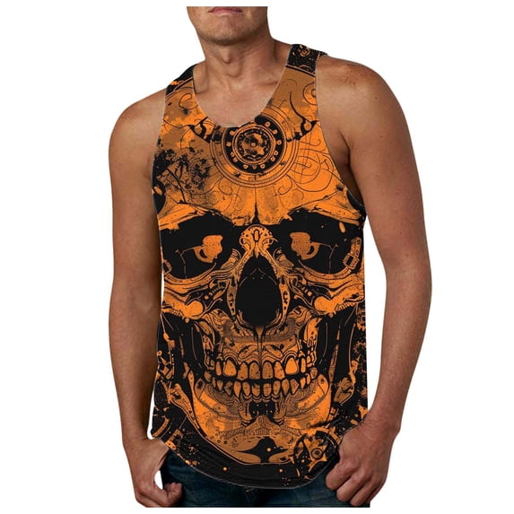 uikmnh Mens Tank Tops Summer Men'S Casual Fitness Beach Fashion Print Sleeveless Vest Size:2XL