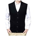thumbnail image 1 of uikmnh Fall Sweater Male Autumn and Winter Buckle Sweater Vest Vest V Neck Pure Color Wool Collarless Shirt Combined Body Type Non Hooded Vest Sweater Vest, 1 of 5