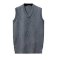 thumbnail image 1 of uikmnh Fall Sweater Male Knitted Vest Vest V Neck Sleeveless Padded Sweater Vest, 1 of 7