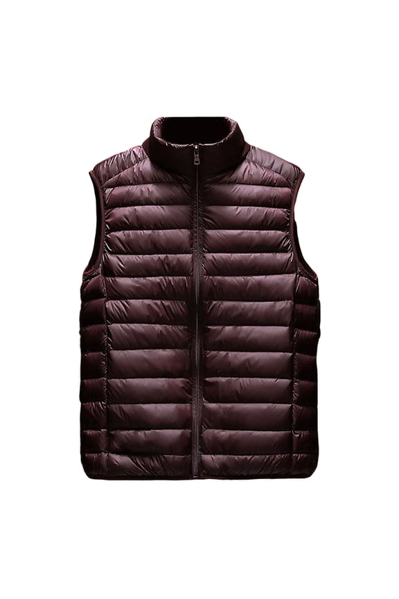 Mens Vests Casual Men's Lightweight Insulated Down Vest Stand Collar Sleeveless Outerwear for Warmth Travel Work Size:M