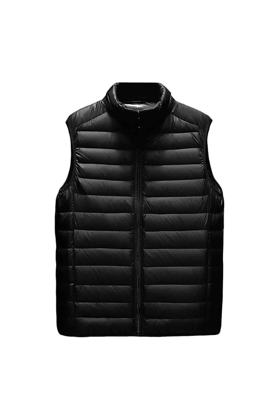 Mens Vests Casual Men's Lightweight Insulated Stand Collar Vest Sleeveless Down Outerwear Jacket for Warm Work Travel Size:L