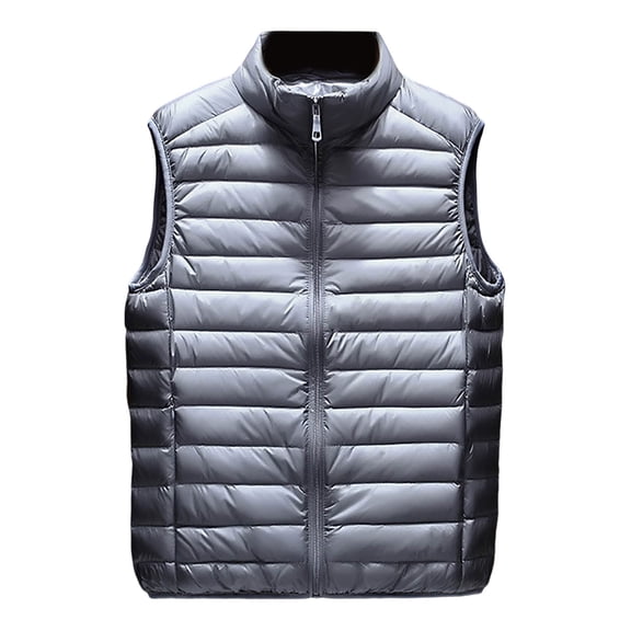 uikmnh Mens Vests Casual Men's Lightweight Insulated Stand Collar Vest Sleeveless Down Outerwear Jacket for Warm Work Travel Size:XL