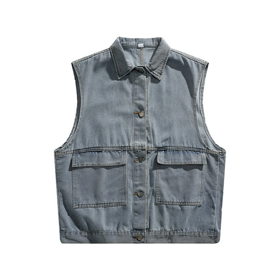uikmnh Mens Vests Casual Men's Loose Fit Denim Vest Jacket Sleeveless Outerwear Streetwear Fashion Casual Summer Style Size:L