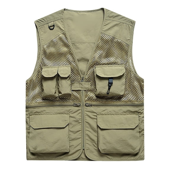 uikmnh Mens Vests Casual Men's Outdoor Casual Vest Jacket Lightweight Mesh Summer Wear Comfortable Loose Fit Breathable Apparel for Daily Use Size:5XL