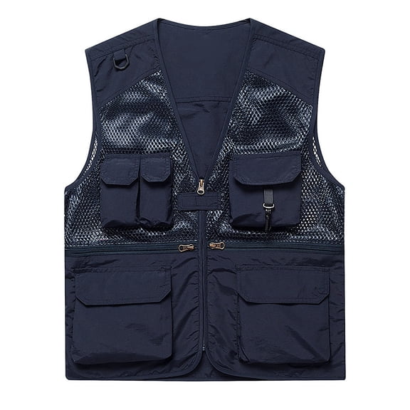 uikmnh Mens Vests Casual Men's Outdoor Casual Vest Jacket Lightweight Mesh Summer Wear Comfortable Loose Fit Breathable Apparel for Daily Use Size:L