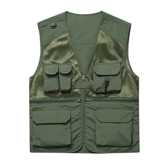 uikmnh Mens Vests Casual Men's Outdoor Casual Vest Jacket Lightweight Mesh Summer Wear Comfortable Loose Fit Breathable Apparel for Daily Use Size:L