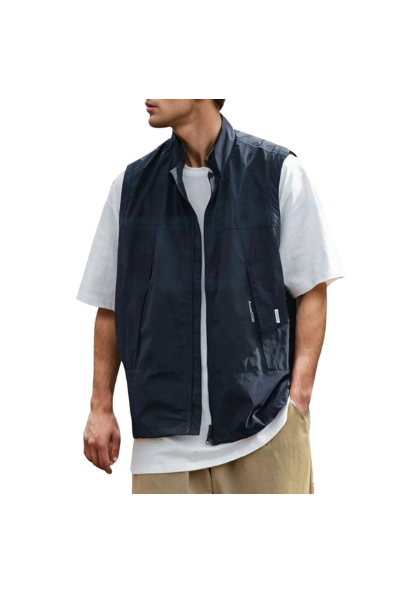 Mens Vests Casual Men's Retro Outdoor Leisure Functional Vest Jacket with Multiple Pockets for Hiking Camping and Casual Daily Wear Size:M