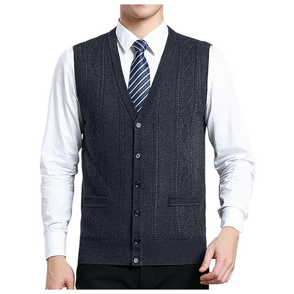 uikmnh Fall Sweater Men's Wool Blend V Neck Knit Cardigan Vest Wool Sweater Colour Blocking Casual Versatile Sleeveless Shirt Vest