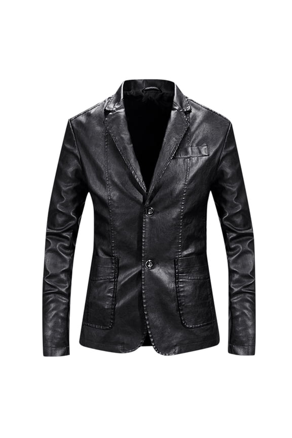 Mens Winter Coats 2023 Autumn and Winter New Men's Warm Wash PU Leather Fashion Youth Leather Coat Size:L