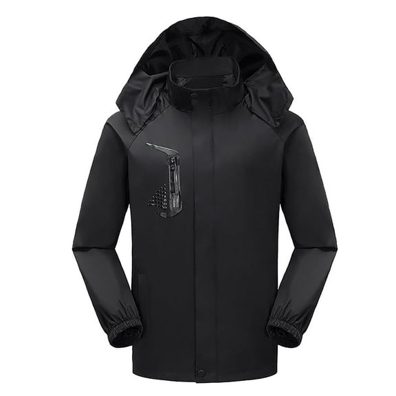 uikmnh Mens Winter Coats Male Jacket Color Matching Hooded Windproof Multi Pockets Multifunctional Couple Jacket Size:2XL