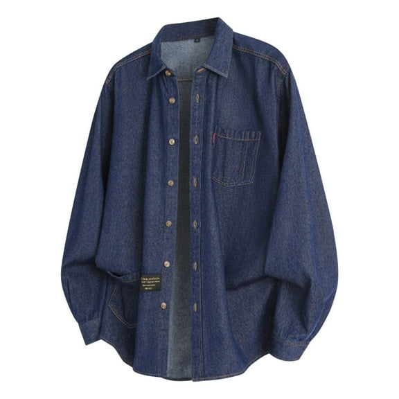 uikmnh Mens Winter Coats Men's Loose Long Sleeved Denim Jacket Size:M