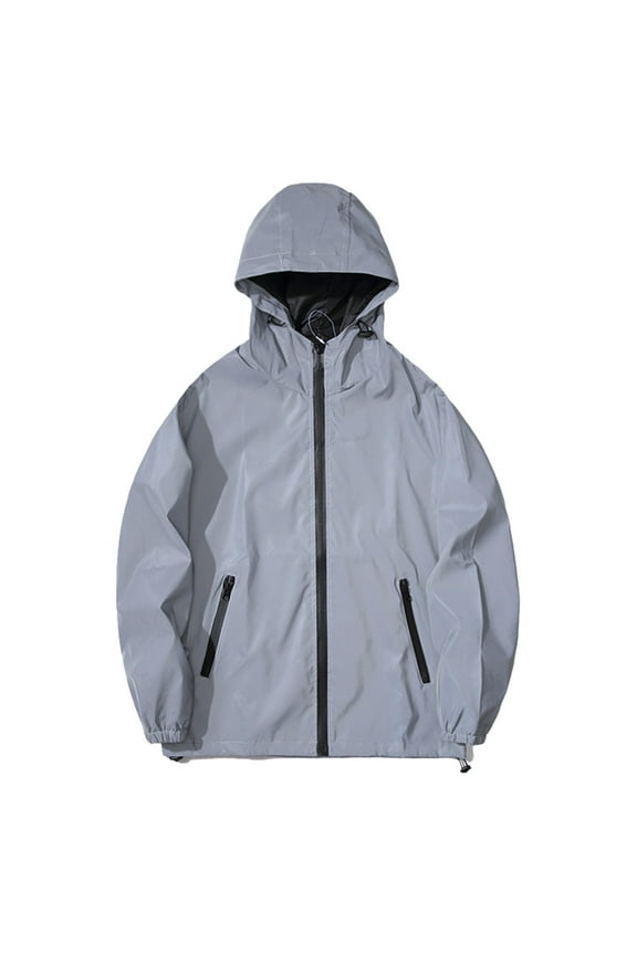 Mens Winter Coats Mens Glow In The Dark Jacket Windbreaker Reflective Jacket Top Size:S