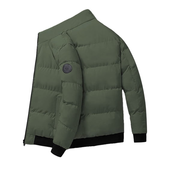uikmnh Mens Winter Jacket Male Autumn and Winter Solid Color Stand Collar Long Sleeve Thickened Jacket To Keep Warm and Cold Coat Size:3XL