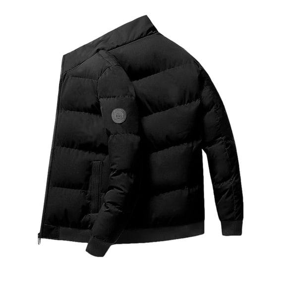 uikmnh Mens Winter Jacket Male Autumn and Winter Solid Color Stand Collar Long Sleeve Thickened Jacket To Keep Warm and Cold Coat Size:L