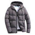 thumbnail image 1 of uikmnh Mens Winter Jacket Men Autumn and Winter Solid Zipper Hooded Loose Outdoor Coat Top Blouse Size:M, 1 of 3