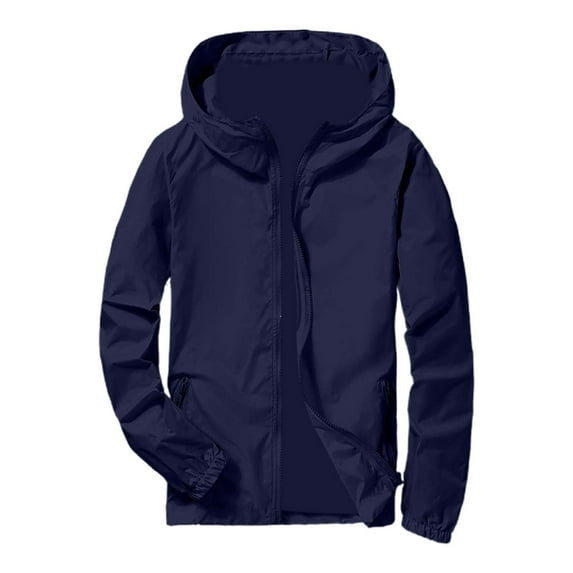 uikmnh Mens Winter Jacket,Solid Color Men'S Casual Reflective Zipper Outdoor Sport Hooded Cardigan Coat Pure Color Plus Size Size:2XL