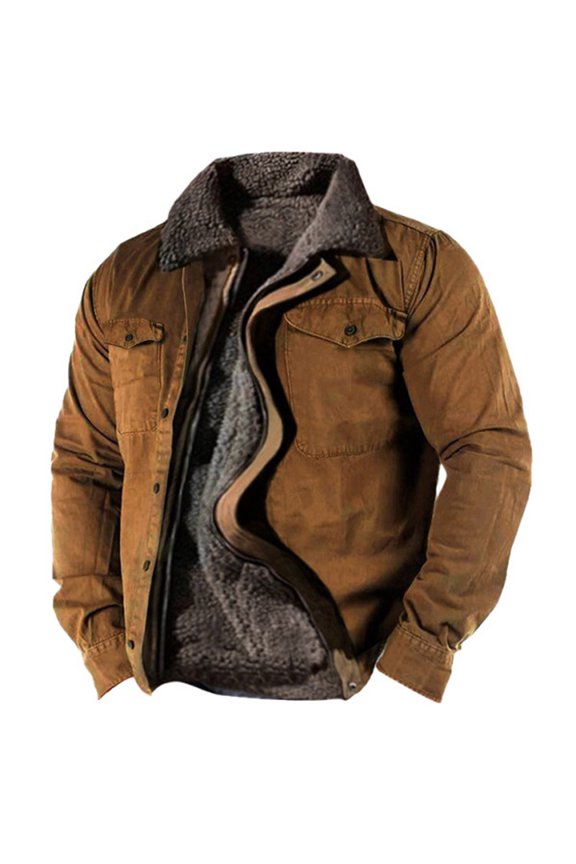 Mens Winter Jackets European Business Warm Casual Jacket for Men Loose and Comfortable Trendy foreign Trade Collar Jacket Size:L