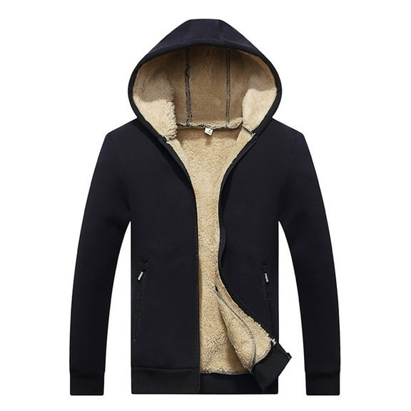 uikmnh Mens Winter Jackets Heavyweight Polar Hooded Jacket Winter Warm Full Zip Up Outerwear Coat for Cold Weather Size:2XL