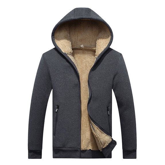 uikmnh Mens Winter Jackets Heavyweight Polar Hooded Jacket Winter Warm Full Zip Up Outerwear Coat for Cold Weather Size:3XL